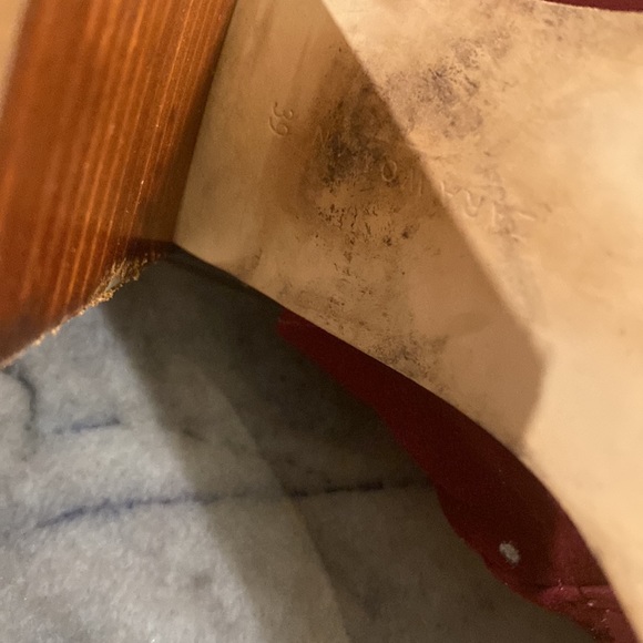 Zara Burgundy Suede-like Open Toe Lace Up Block Heels | Gently Used - Picture 5 of 7